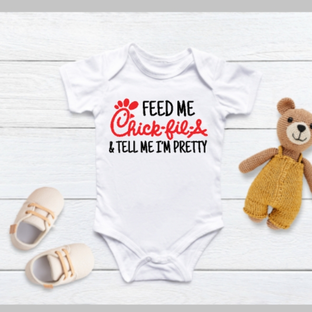 White Graphic Baby Onesie
